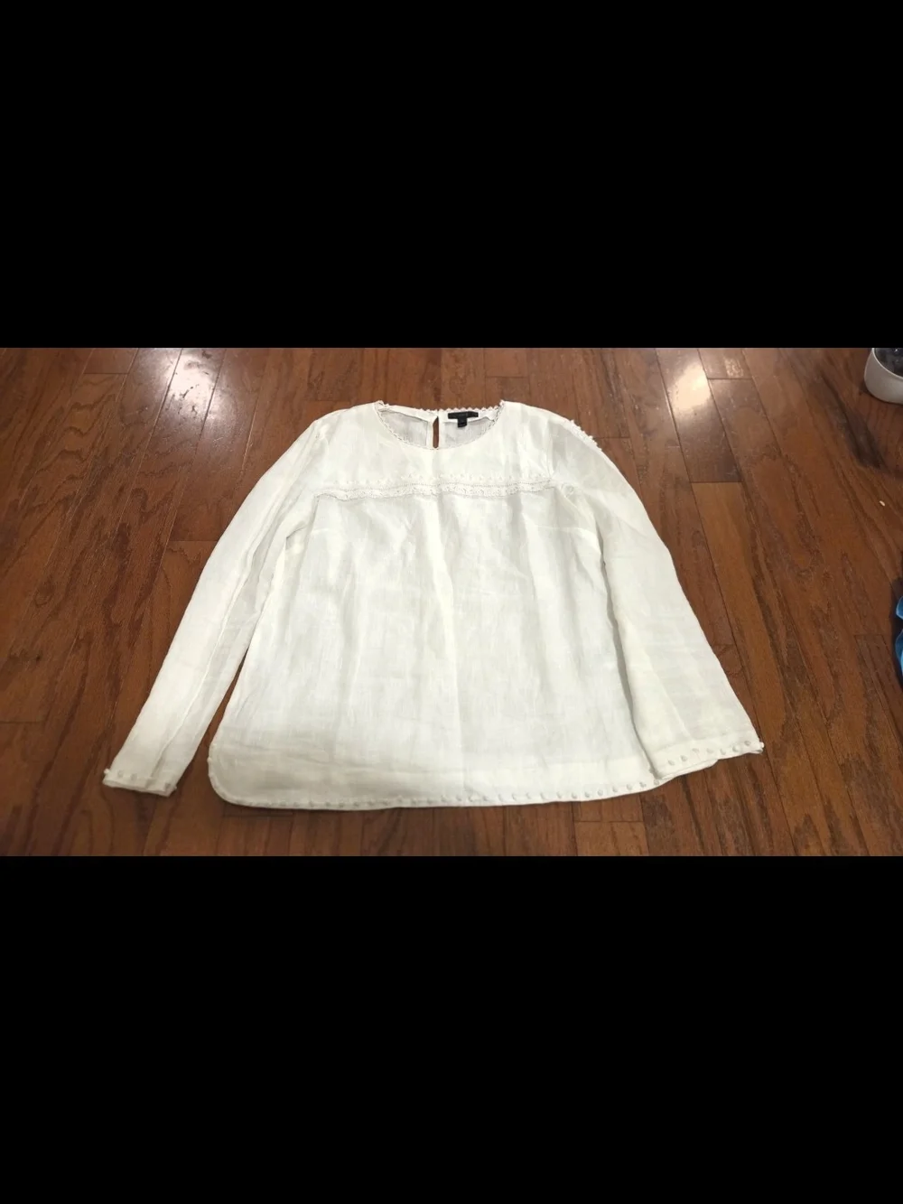 J.Crew Size 10 Women's White Long-sleeve Linen Top